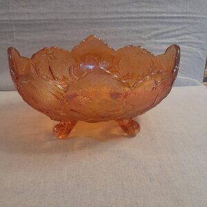 VTG Marigold Carnival Glass Footed Fruit Bowl